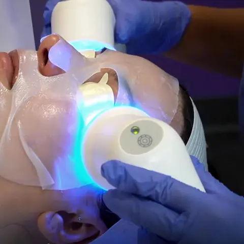 LED light therapy facial during the Glace Facial Experience